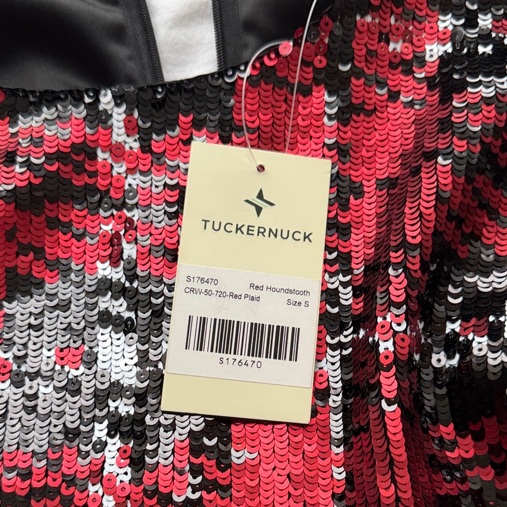 Tuckernuck Red Black white sequin Pierre mini dress size Small - Picture 3 of 7